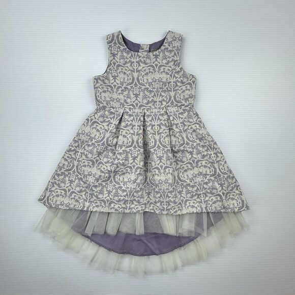 Genuine Kids OshKosh 3T Brocade Party Dress Purple Silver Tulle Lined Formal - Picture 2 of 10